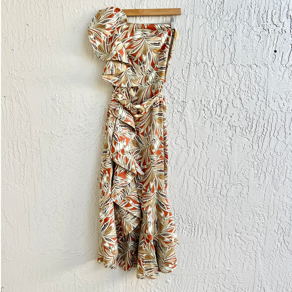 Alexis Strapless Ruffle Printed Faina Midi Dress Multicolor Women's medium - Picture 2 of 9